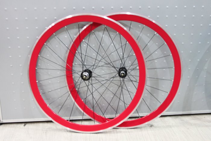 全新台灣精品 700C Fixed Gear 單速車 40mm 鋁合金版輪 紅色