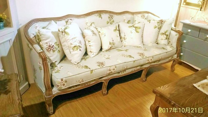 【台大復古家居_法式家具_訂製】皇冠三人沙發 Louis Crown Back Sofa【棉麻布_貓抓皮】RH 美式風格