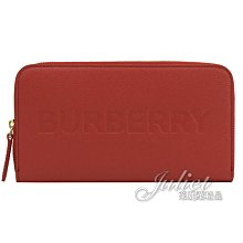 【茱麗葉精品】全新精品 BURBERRY 專櫃商品 8052833 ELMORE 烙印LOGO牛皮拉鍊長夾.紅 現貨