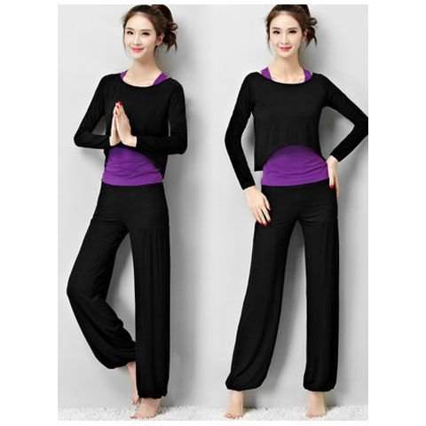 熱賣 初學者瑜伽服套裝女新款寬松莫代爾專業運動瑜珈服帶胸墊
