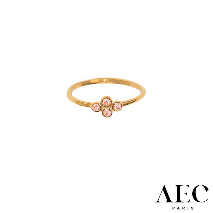 AEC PARIS 巴黎品牌 幸運草粉鑽戒指 簡約金色戒指 THIN RING ORITHYE