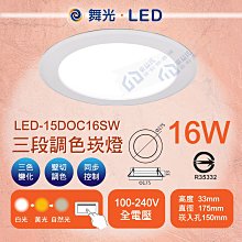 含稅 舞光索爾系列 LED-15DOC16SW 三段調色崁燈 白光 黃光 自然光 三色變化 壁切調色 全電壓 【東益氏】