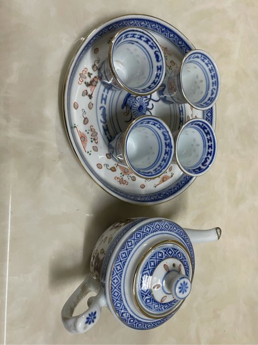 景德鎮瓷器米粒杯泡茶杯組 早期收藏 非後期商品（a0122)老爸40年的收藏