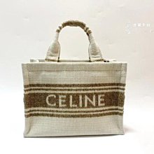 台南店 遠麗全新二手名牌館~V2328 Celine 米白緹花刺繡手提斜背小號Cabas199162EZ7.18TN