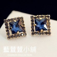 #現貨【A3215】時尚流行正方形仿寶石穿洞式耳環。☆＊藍荳荳小舖＊☆