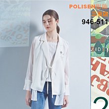 POLISEN聖路加設計師服飾(946-511)天絲單色前西裝後拼接微透襯衫造型綁帶外套原價3590元特價898元