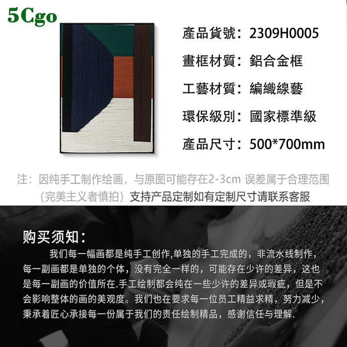 5Cgo【宅神】客製化高端藝術壁畫現代簡約客廳裝飾畫三聯副線藝純手工編織畫玄關臥室床頭掛畫t745029324663