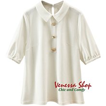 歐美 新款 輕鬆休閒好品質 造型珍珠扣 微寬鬆POLO領 珠地棉娃娃短袖襯衫T恤 兩色 (E1241)