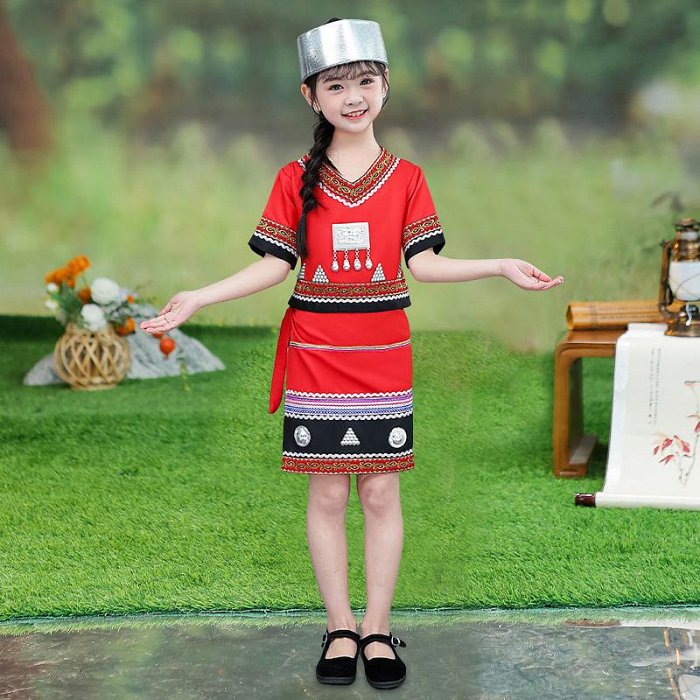 六一表演服裝兒童云南少數民族服裝哈尼瑤族壯族佤族服裝演出服女