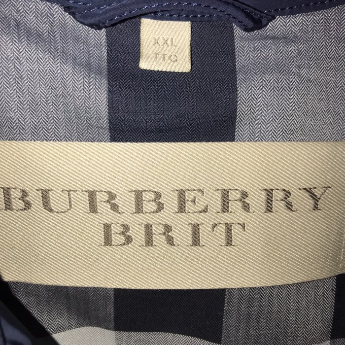 BURBERRY BRIT 深藍色 雙排扣 中長版 風衣 外套