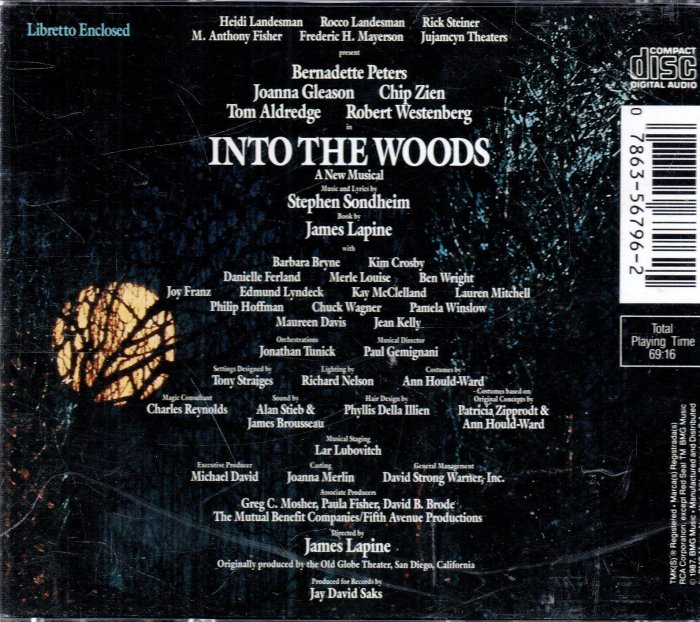 金卡價318 INTO THE WOODS 拜訪森林/魔法黑森林 音樂劇原聲帶 單CD舊美版 附中文解析 再生工場02