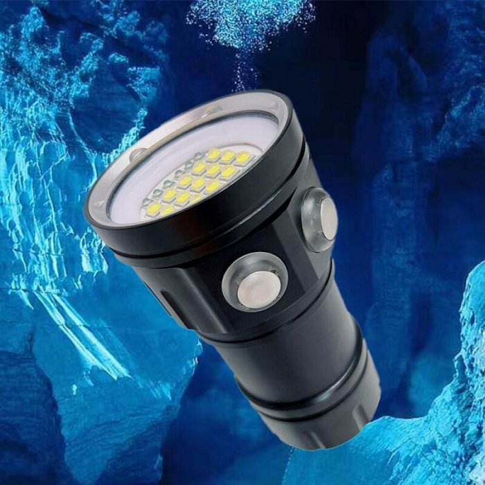 27LED防水補光燈5L2白光6xpe紅光藍光功率可潛水補光攝影照明備用潛水手電筒潛水燈