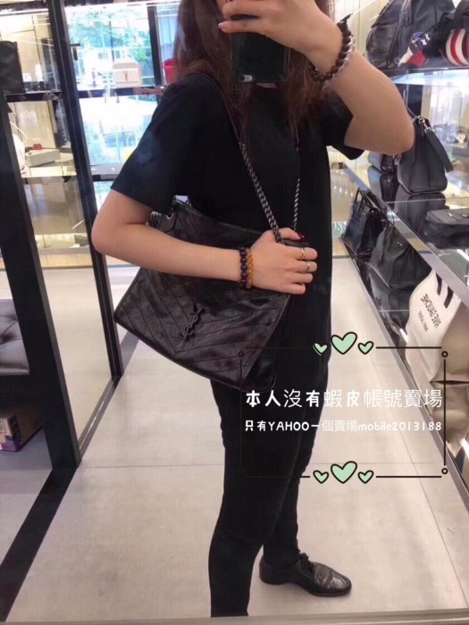 現貨一個 全新正品 SAINT LAURENT YSL NIKI bag 577999 黑色 復古雙鏈條包 大型購物包