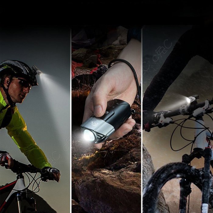 Tos-自行車鋁合金頭盔燈：XML2極光單車燈、USB充電手電筒、安全帽頭燈、防水腳踏車前燈非INFINI I-263P
