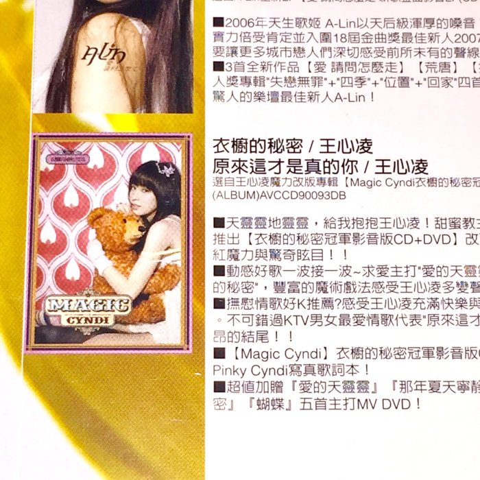 王心凌 2007 衣櫥的秘密 原來這才是真的你 艾迴唱片台灣版 25首歌宣傳單曲 2-CD / A-Lin 愛請問怎麼走
