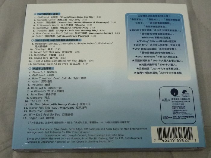 ☆LEMONed Hide☆出清二手ALICIA KEYS艾莉西亞凱斯 SONGS IN A MINOR A小調之歌CD