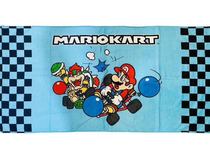 [現貨]超級瑪利歐浴巾 卡丁車Super Mario 賽車Mario Kart 馬力歐兄弟 洗澡運動健身巾生日交換禮物