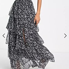 (嫻嫻屋) 英國ASOS-Miss Selfridge 愛心印花鬆緊腰分層長裙EC23