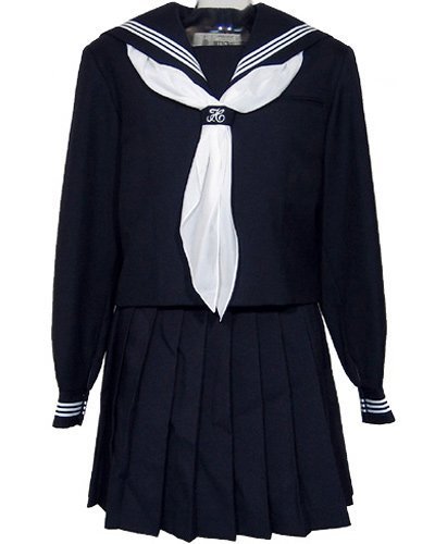 【嚴選日本高校水手服代購】School Pearl 日本製女生深藍長袖水手服制服上衣(側開式A尺寸)