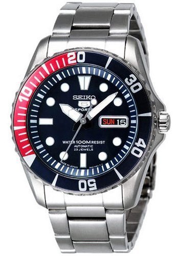 【金台鐘錶】SEIKO 精工 防水100米 盾牌5號 機械 水鬼 紅藍圈 (日本版) SNZF15 SNZF15J1