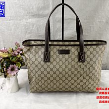 優買二手精品名牌店 GUCCI 211137 咖啡 防水 PVC 拉鍊包 肩背包 購物包 托特包 BOOKTOTE 全新