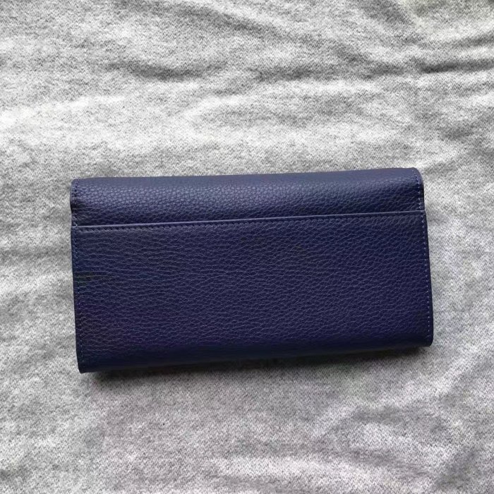 SUNDAY代購 美國正品 Tory burch 1227 兩折長款錢夾 摔紋牛皮 藍色