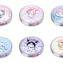 ♥小花花日本精品♥三麗鷗 Hello Kitty美樂蒂雙子星布丁狗大耳狗酷洛米 亮片雙面 圓形 隨身鏡 收納鏡 鏡子