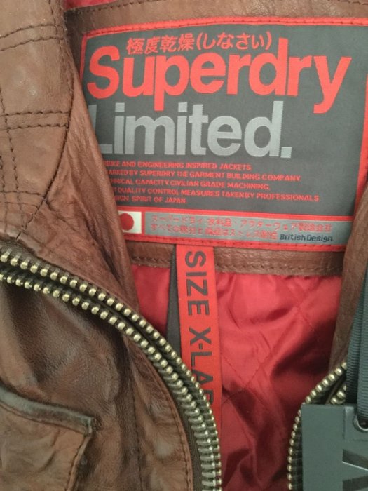 聯名超限量款英國摩根汽車 Morgan 極度乾燥 Superdry Tarpit Leather 真皮 皮衣 外套 紅棕