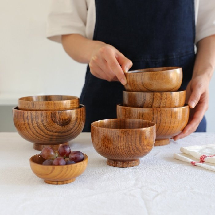 【Tigana】日式酸棗木碗 泡麵碗 木製碗 木頭碗 防燙碗 沙拉木碗 焗烤碗 湯碗 飯碗 木質碗 湯麵碗 原木碗