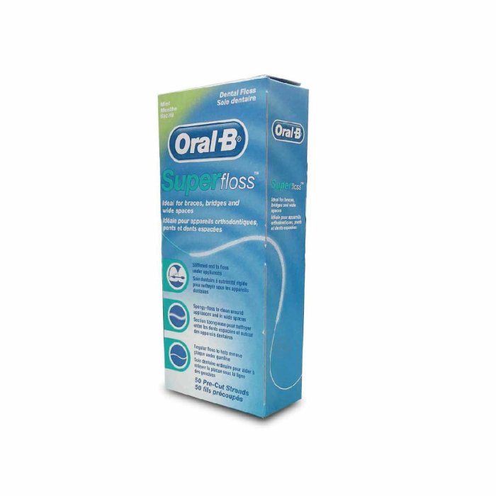 *雯子館* Oral-B 歐樂B Super floss 三合一牙線 超級牙線 (牙橋 矯正 專用50入) 12個免運