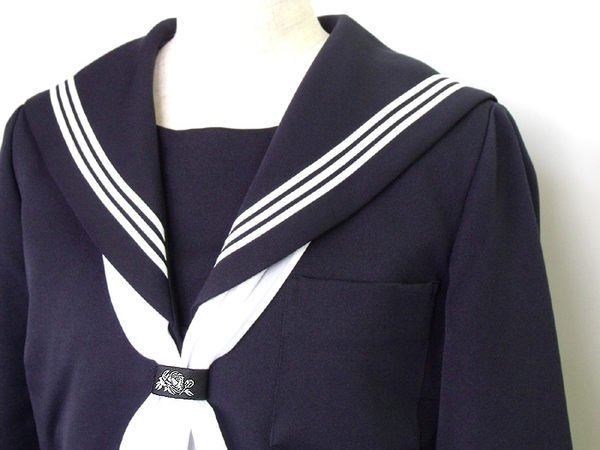 【嚴選日本高校水手服代購】富士Yacht 日本製女生深藍長袖水手服制服上衣 (A尺寸)