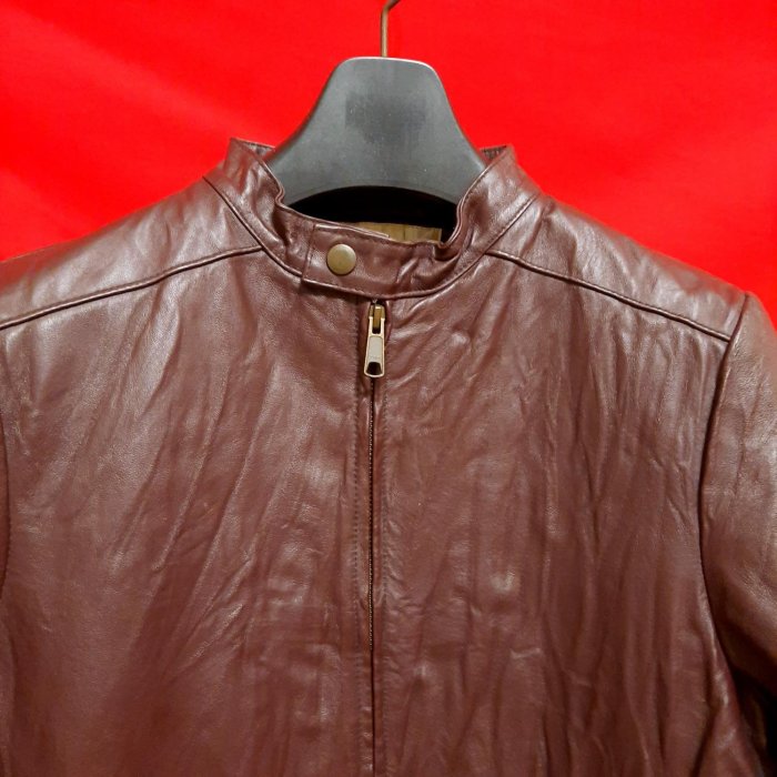 【日本頂級名品】日本品牌LEUS COUCAVE 頂級真皮小立領鋪棉保暖騎士皮衣外套(85)