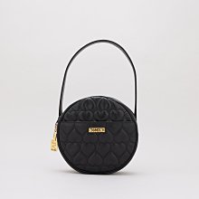 Back to Brown_VB-317 90's MOSCHINO 愛心車線全牛皮圓形餅乾手提古董包