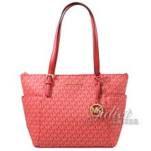 【茱麗葉精品】全新精品 MICHAEL KORS 專櫃商品 JET SET ITEM 印花肩背托特包.赤紅色 現貨