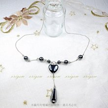 珍珠林~展示品賠售出清~不計成本出清~心型黑膽石項鍊#556+13