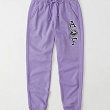 Maple麋鹿小舖 Abercrombie&Fitch ＊ AF 紫色電繡字母徽章縮口長棉褲 ＊ ( 現貨S號 )