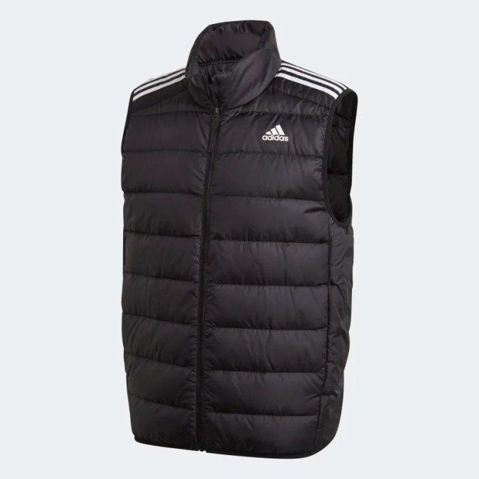 【豬豬老闆】ADIDAS ESS DOWN VEST 黑白 三線 休閒 運動 保暖 立領 羽絨背心 男款 GH4583