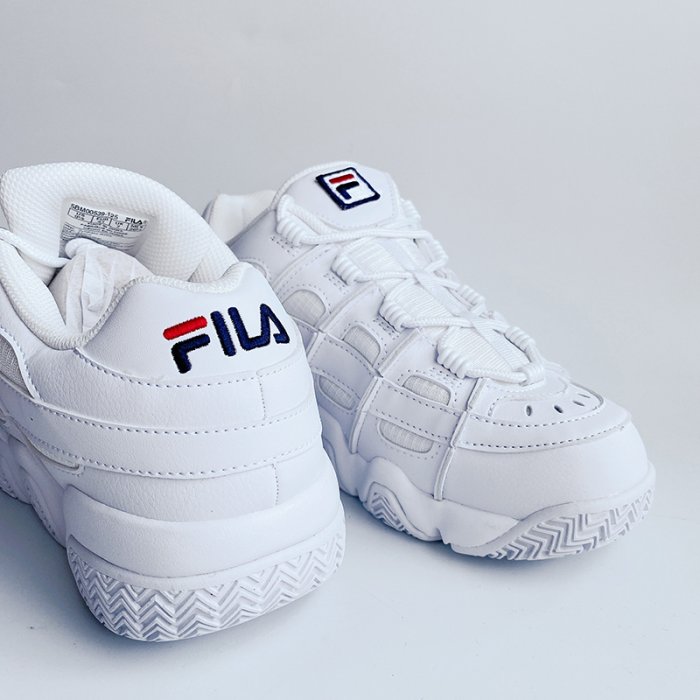 美國百分百【全新正品】FILA 休閒鞋 帆布鞋 運動鞋 低筒 全白 男 魔鬼氈 厚底 BO95