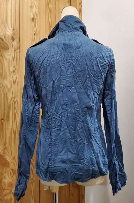 【二手】藍色仿麂皮開釦拉鍊造型襯衫／外套