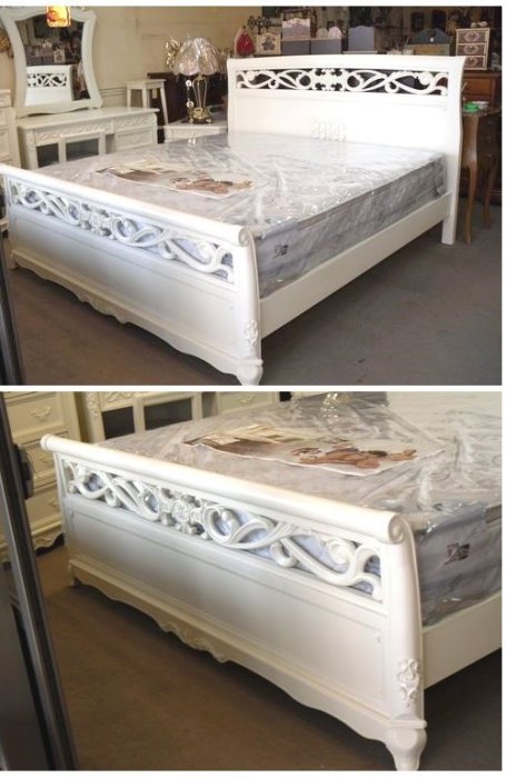 OUTLET限量低價出清美生活館---新古典白色浪漫風格-- 莫莉 立體雕刻 雙人床 -- 有五尺 與六尺