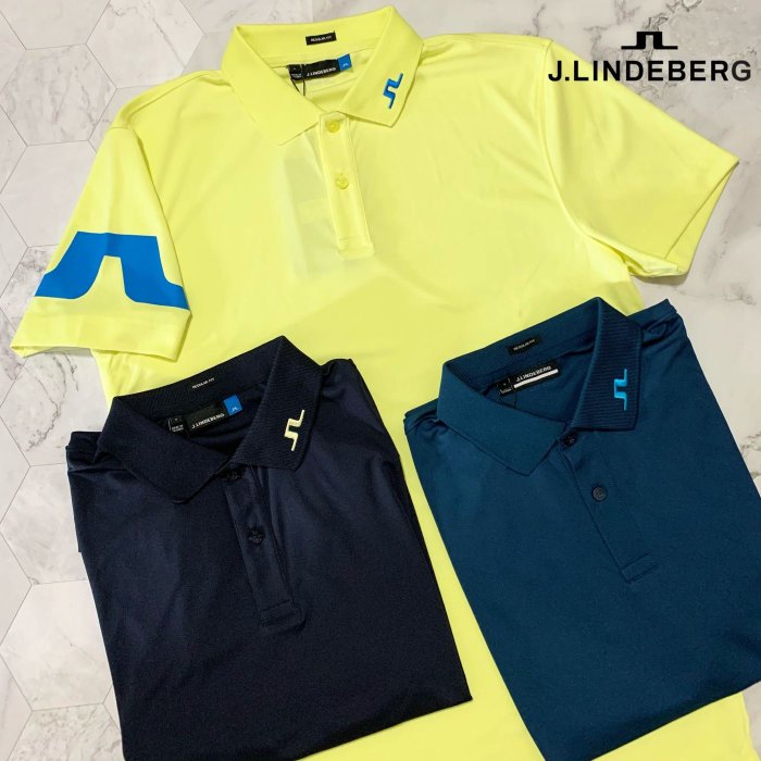 【貓掌村GOLF】J.Lindeberg 男款高爾夫手袖logo 短袖polo衫 黃