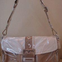 ** 香榭屋精品店 ** Prada 咖啡帆布+白色全皮肩背包 (XB2154)