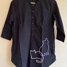 日本卡拉貓～配色棉線拉貓七分袖上衣 M/L/XL/XXL 大尺碼