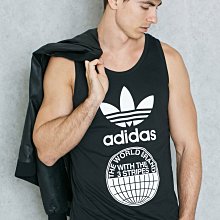 南◇現 Adidas Originals 愛迪達 三葉草 黑白 三條 地球儀 黑色 bp8898 運動背心 無袖