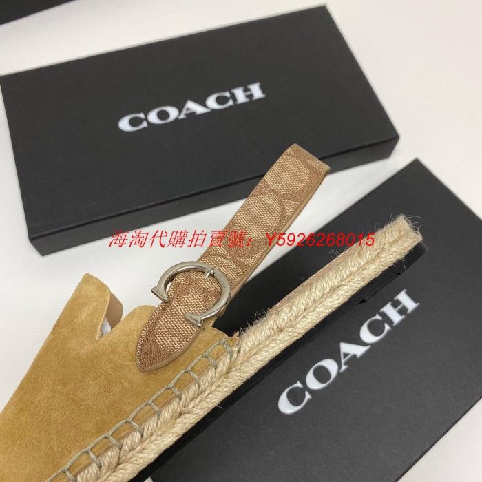 正品歐美日精品代購 美國Outlet COACH 新款 漁夫鞋 平底鞋 休閒鞋 懶人鞋 簡約 百搭 土黃色