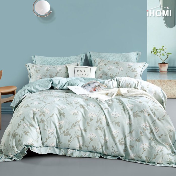 《iHOMI》奧地利天絲單人床包枕套二件組-青時碧色
