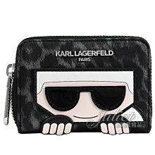 【茱麗葉精品】【全新商品】KARL LAGERFELD 卡爾 豹紋印花風琴多卡夾零錢包.黑 現貨