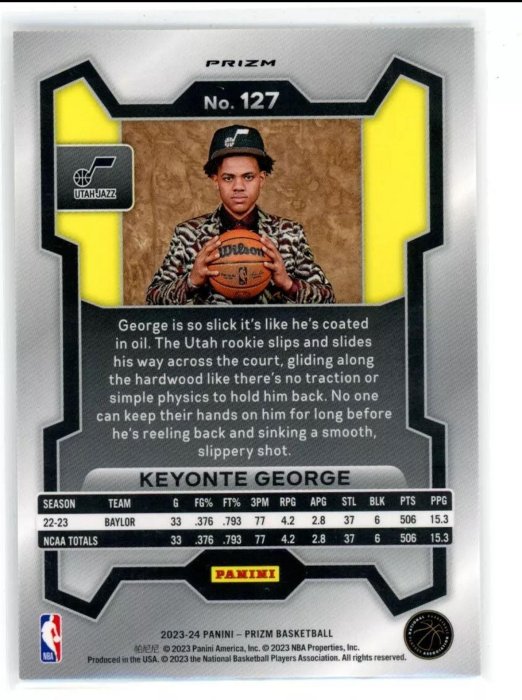 2023-24 Panini Prizm FastBreak #127 SP Variation Disco Keyonte George RC Rookie