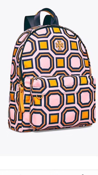 【全新正貨私家珍藏】TORY BURCH 彩色印花防水尼龍配皮背包/雙肩((2色))