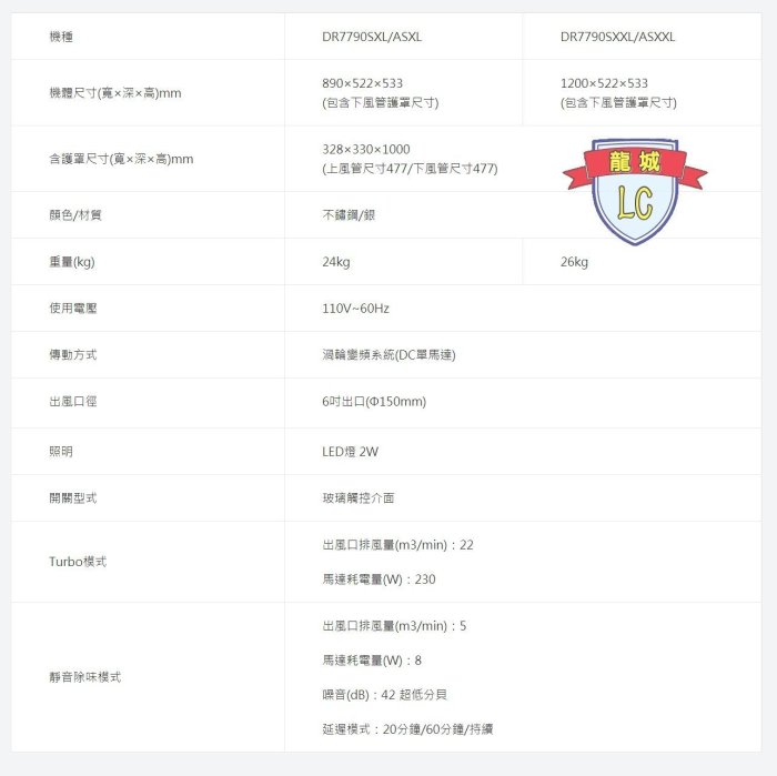 【龍城廚具生活館】【不賣】【已停產】櫻花歐化除油煙機&抽油煙機&排油煙機DR7790SXL(90cm)